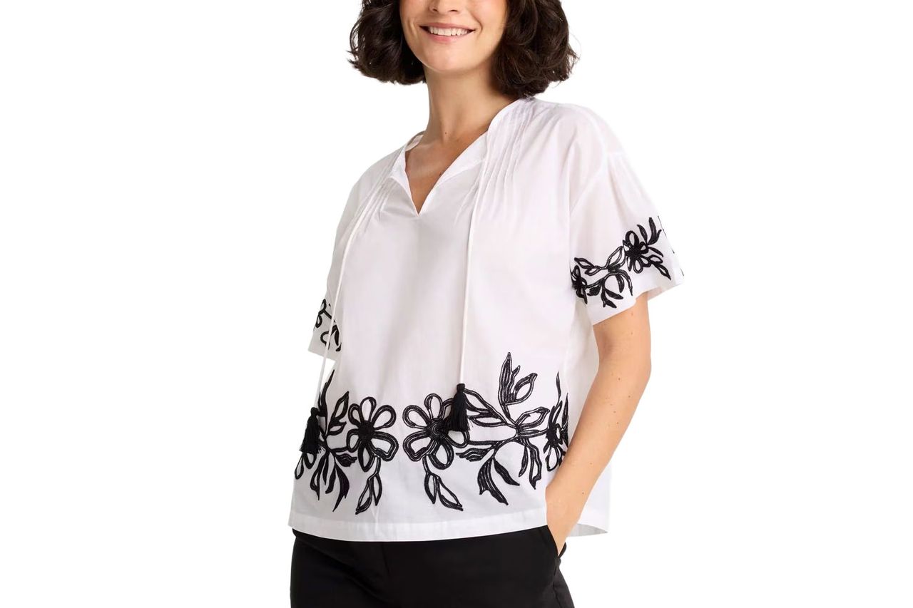 Chicos Cotton Voile Applique Blouse Credit: Chicos