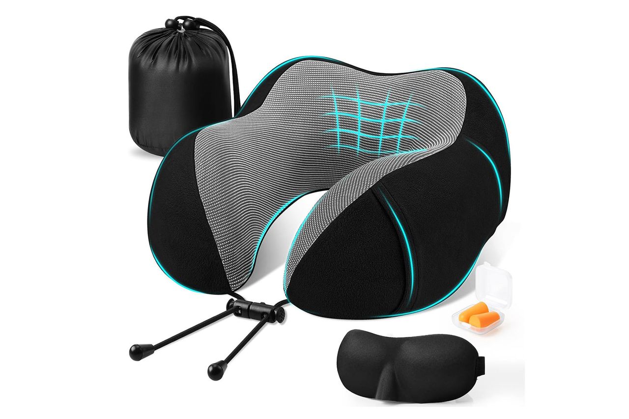 CloudBliss Travel Pillow for Airplane, Memory Foam Neck Pillow for Travel, Compact Flight Credit: Amazon