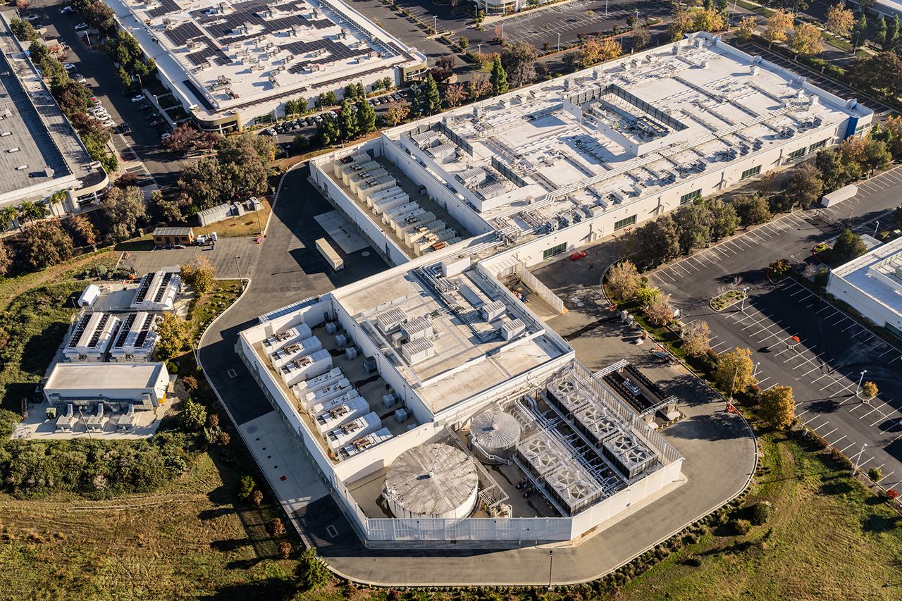 An aerial view of a data center in Newark, Calif.Credit: Getty Stock Images