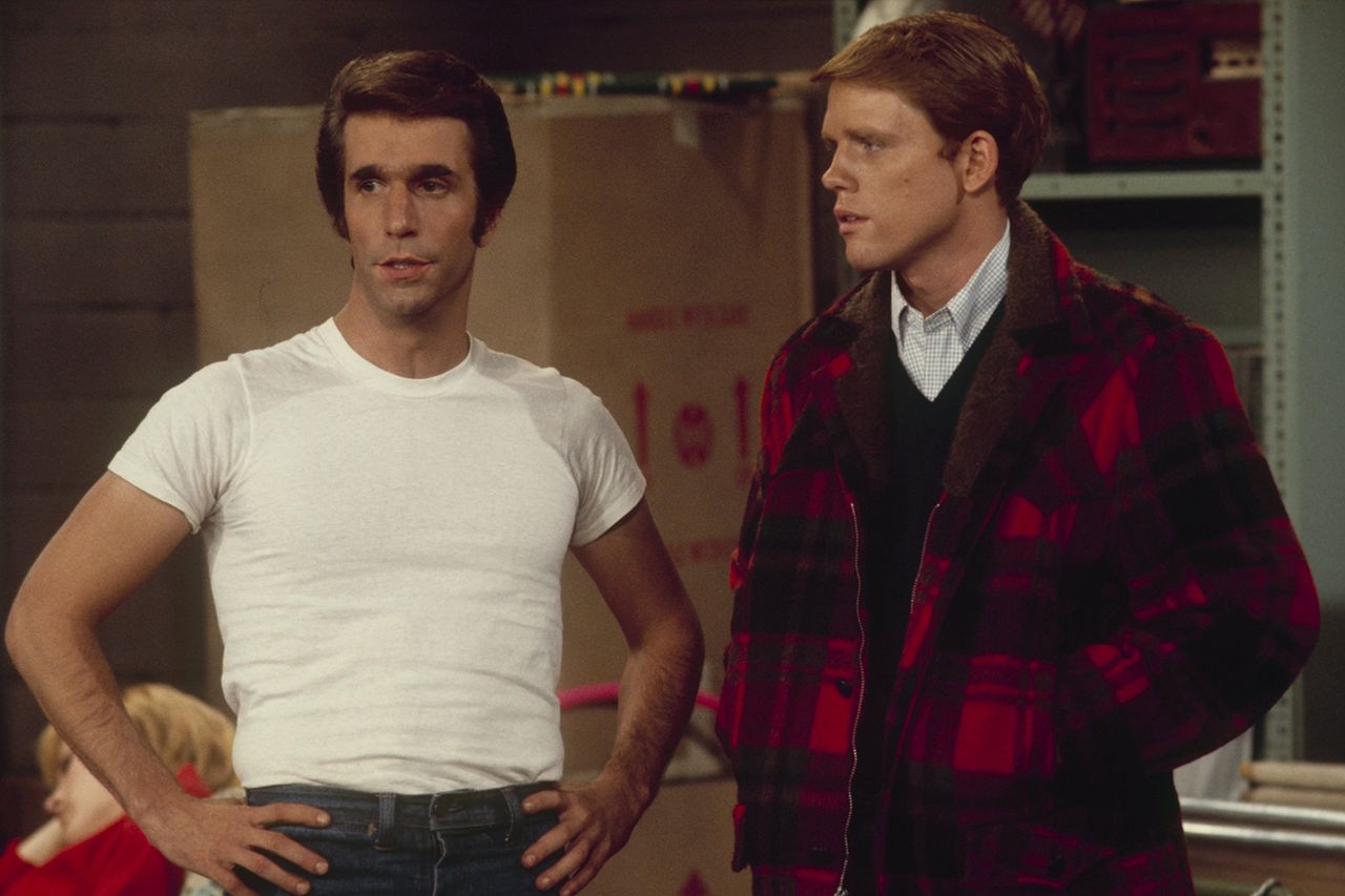 HAPPY DAYS - Henry Winkler and Ron Howard in a ‘Happy Days’ scene (1976)Credit: ABC Photo Archives/Disney General Entertainment Content via Getty