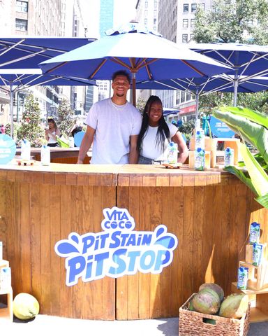 Josh Hart and his wife Shannon at the Vita Coco event.Credit: Vita Coco