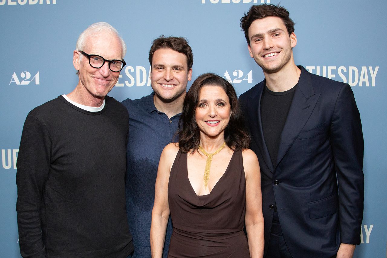 Brad Hall and Julia LouisDreyfus posing with two other individuals at an event From left: Brad Hall, Henry Hall, Julia Louis-Dreyfus and Charlie Hall attend a special screening of ‘Tuesday’ at the Metrograph in New York City on June 6, 2024Credit: Santiago Felipe/Getty