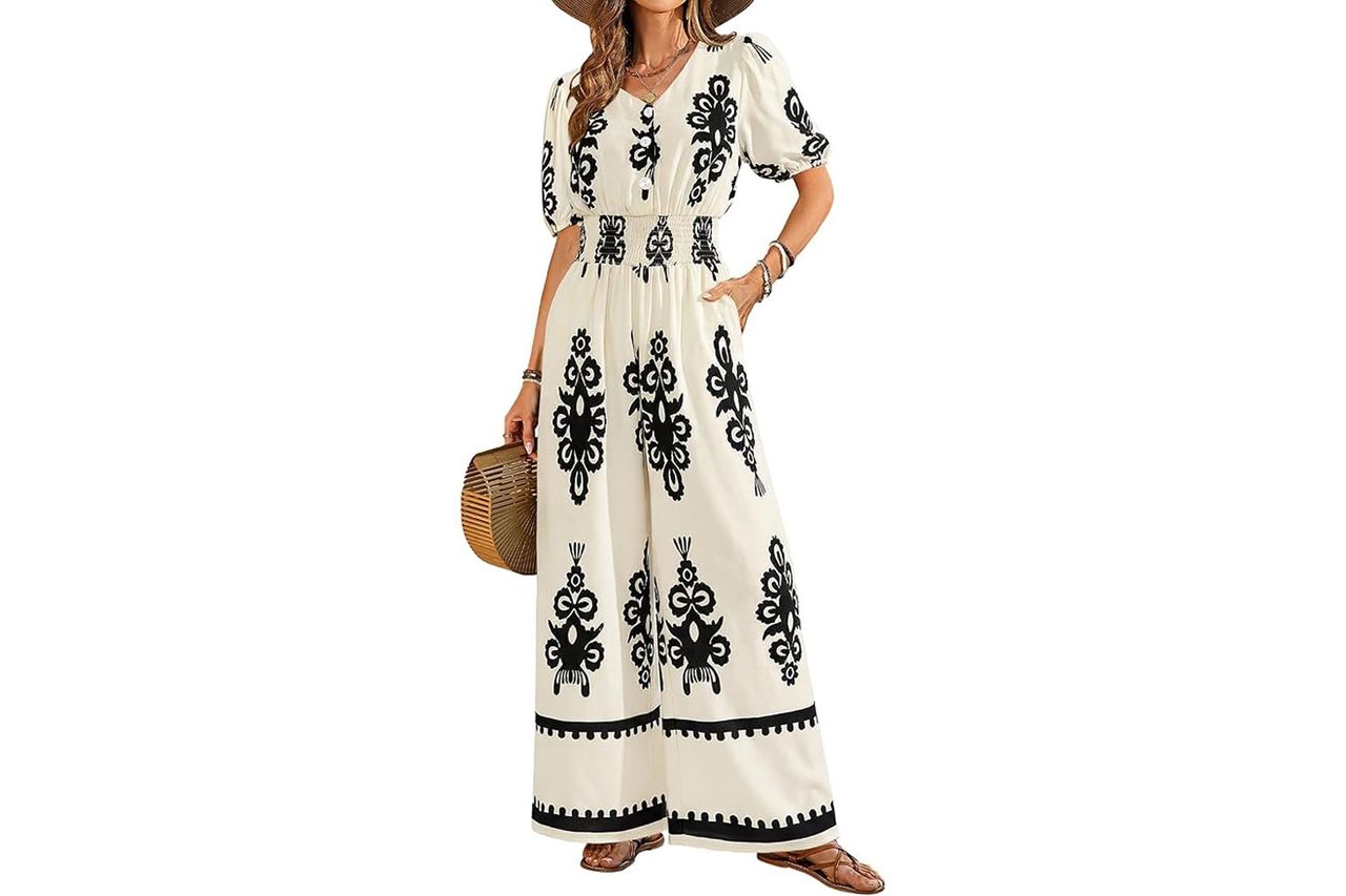 Lookboho Short Sleeve V-Neck Jumpsuit Credit: Amazon