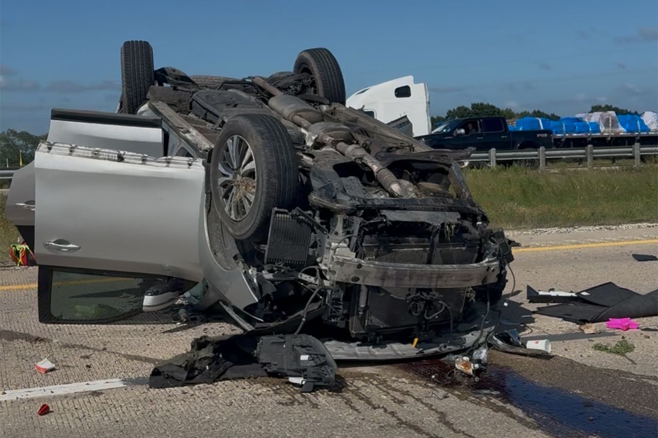 Wreckage of a rollover crash in Brazos County, Texas, on June 17, 2026Credit: GoFundMe