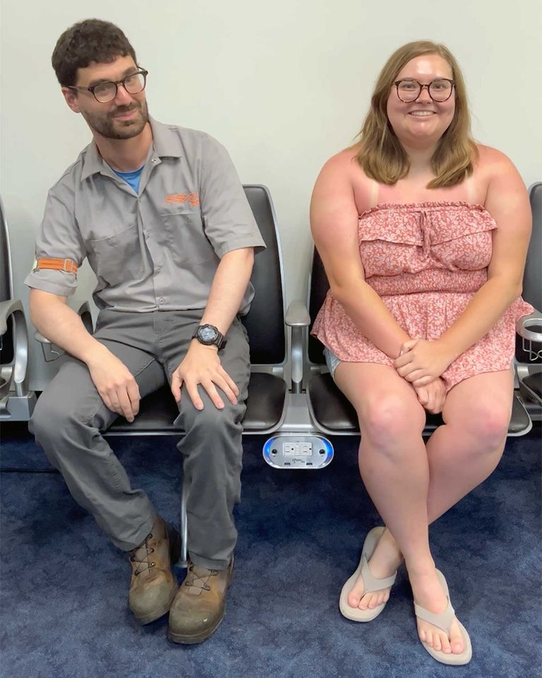 Plane passenger missed connection Simon and Grace in Cleveland, Ohio on July 12, 2026Credit: Cleveland Hopkins International Airport Social Media Team