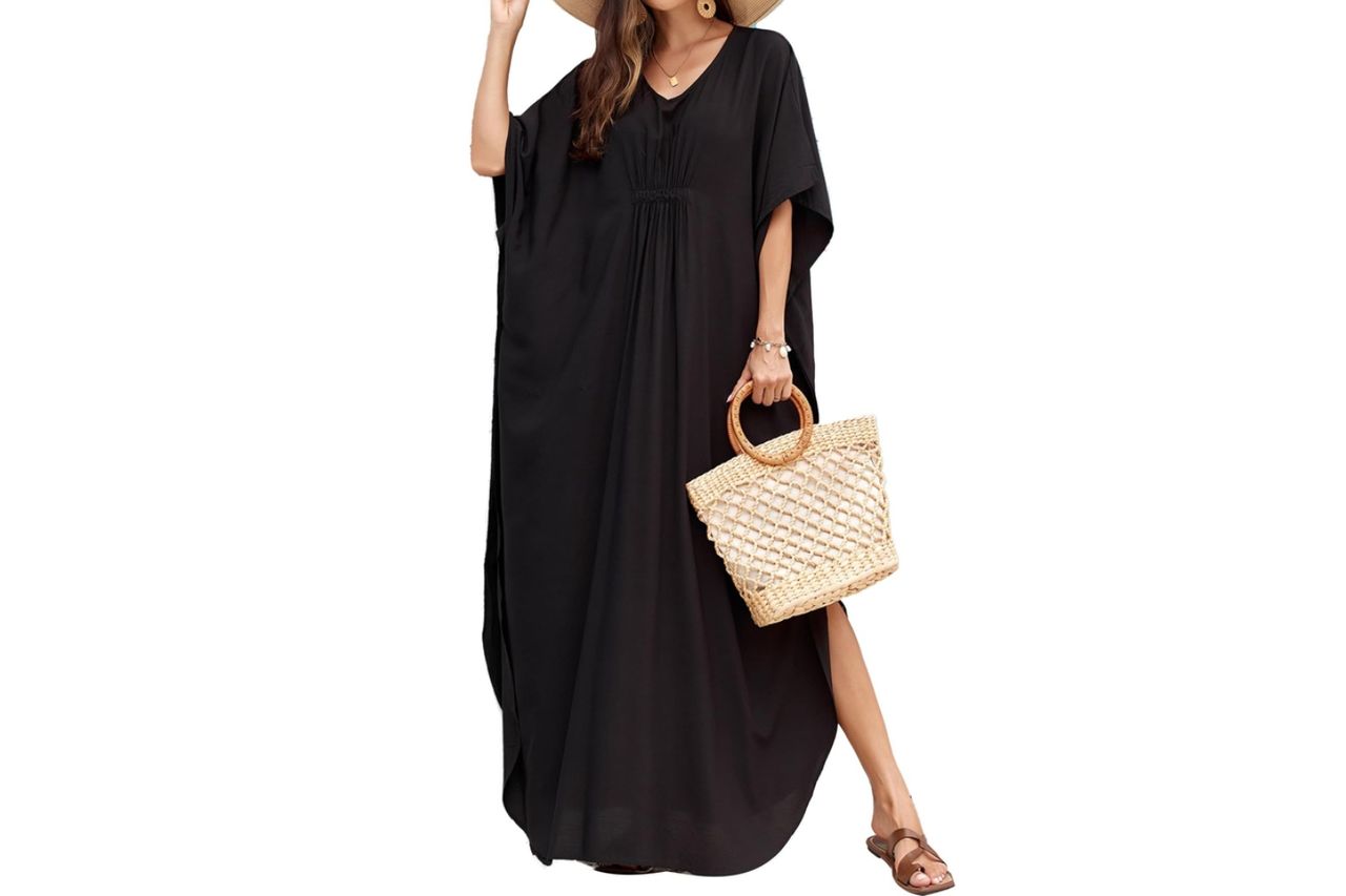 Moss Rose Kaftan Dresses for Women V Neck Summer Swimsuit Cover up Caftan Maxi Beach Dresses Credit: Amazon