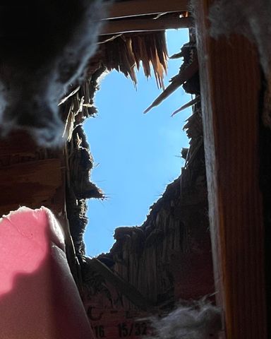 The rooftop hole where the meteorite landedCredit: M. Kirschner and M. Hankey, American Meteor Society