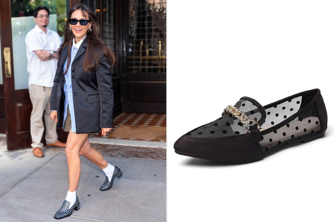 Rashia Jones and loafers Credit: TheStewartofNY/GC; Amazon