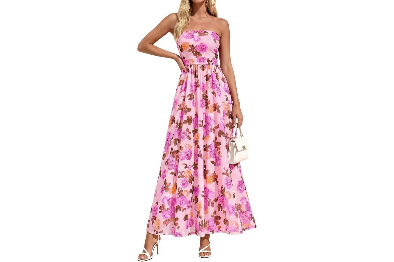 PRETTYGARDEN Women Strapless Maxi Dress 2026 Summer Floral Tube Top Ruched Beach Spring Wedding Guest Long Dresses Credit: Amazon