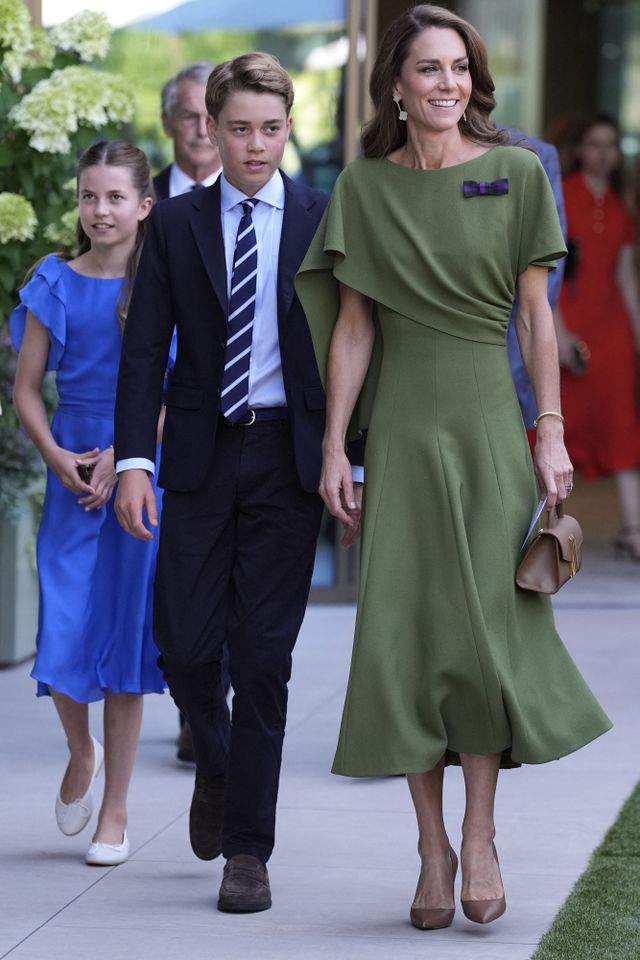 Princess Charlotte, Prince George and Kate Middleton attend the men’s singles final at the 2026 Wimbledon Championships on July 12, 2026Credit: Andrew Matthews / POOL / AFP via Getty