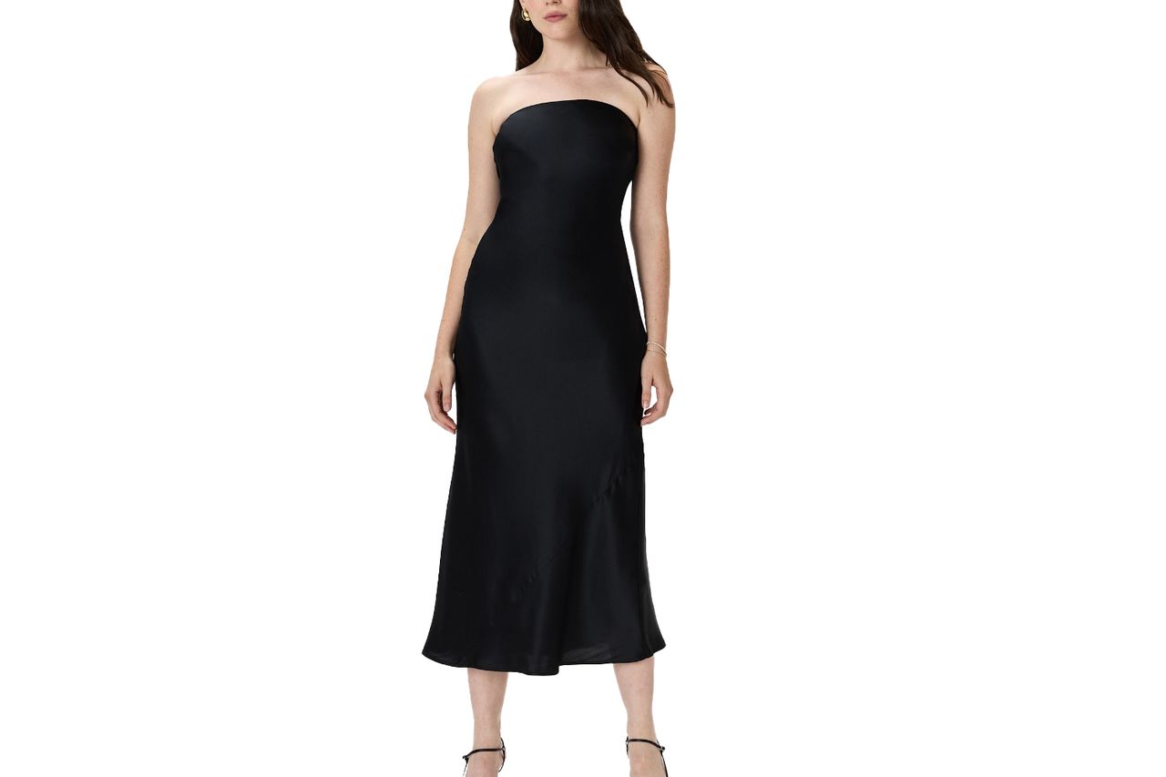 Quince 100% Washable Silk Strapless Midi Dress Credit: Quince