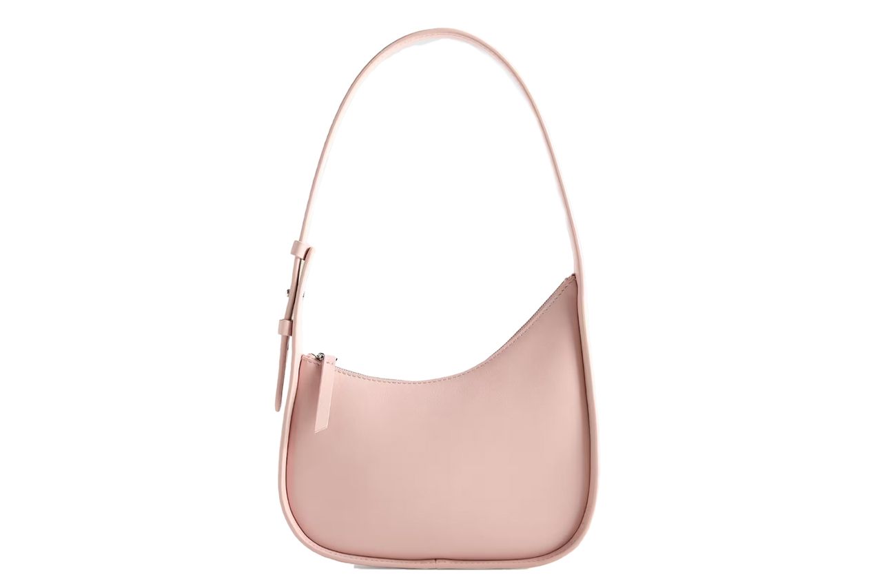 Italian Leather Asymmetrical Mini Shoulder Bag Credit: Quince
