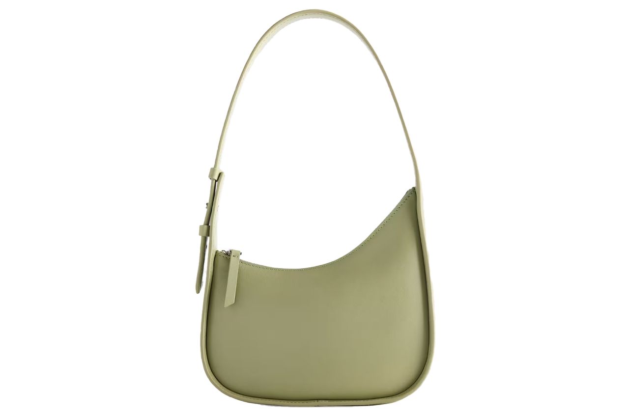 Italian Leather Asymmetrical Mini Shoulder Bag Credit: Quince