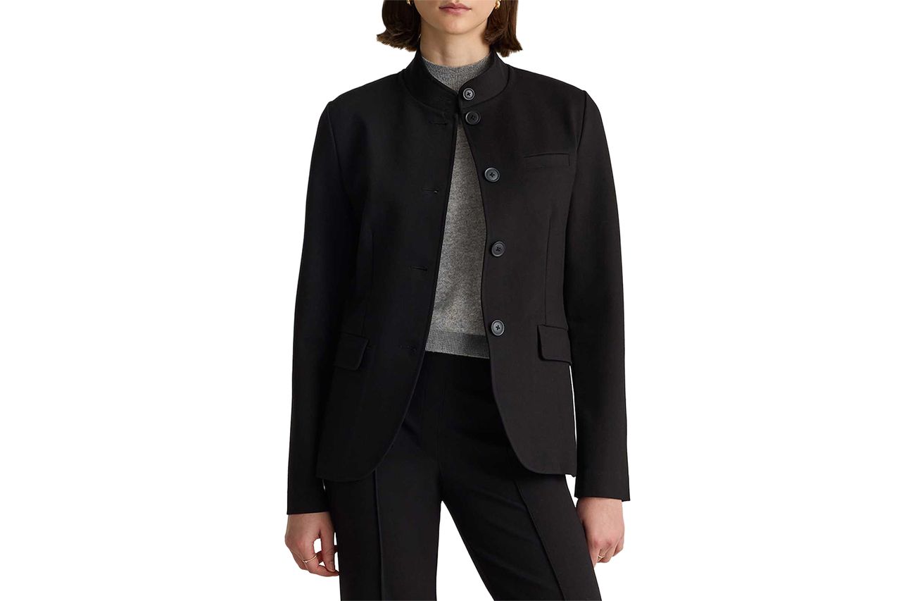 Ultra-Stretch Ponte Stand Collar Blazer Credit: Quince