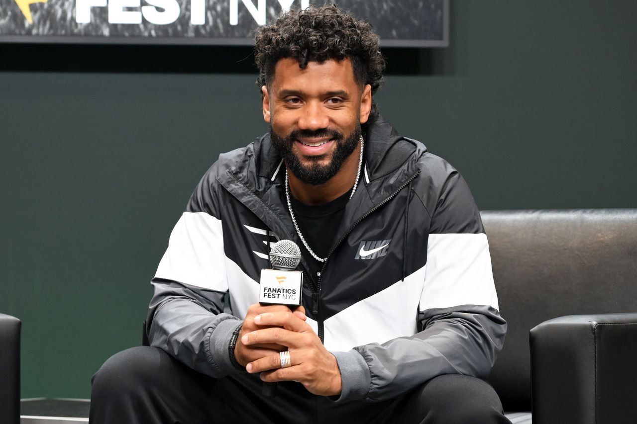 Russell Wilson speaks onstage during Fanatics Fest NYC 2026 at Jacob Javits Center on July 17, 2026 in New York City Russell Wilson speaks onstage during Fanatics Fest in N.Y.C. on July 17, 2026Credit: Rob Kim/Getty