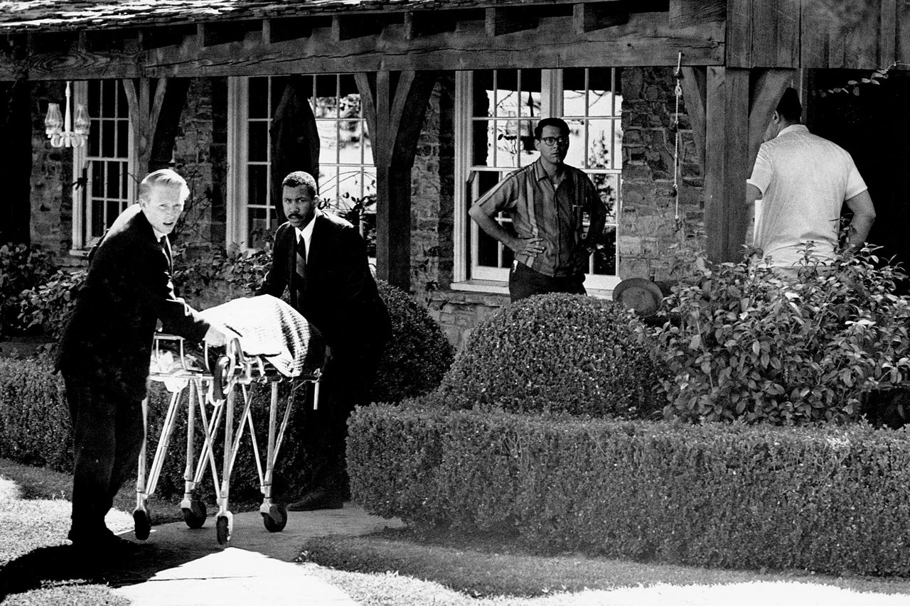 This Aug. 9, 1969 file photo shows the body of actress Sharon Tate being taken from her rented house on Cielo Drive in Beverly Hills, Calif. Police remove body of actress Sharon Tate from residence on Aug. 9, 1969Credit: AP