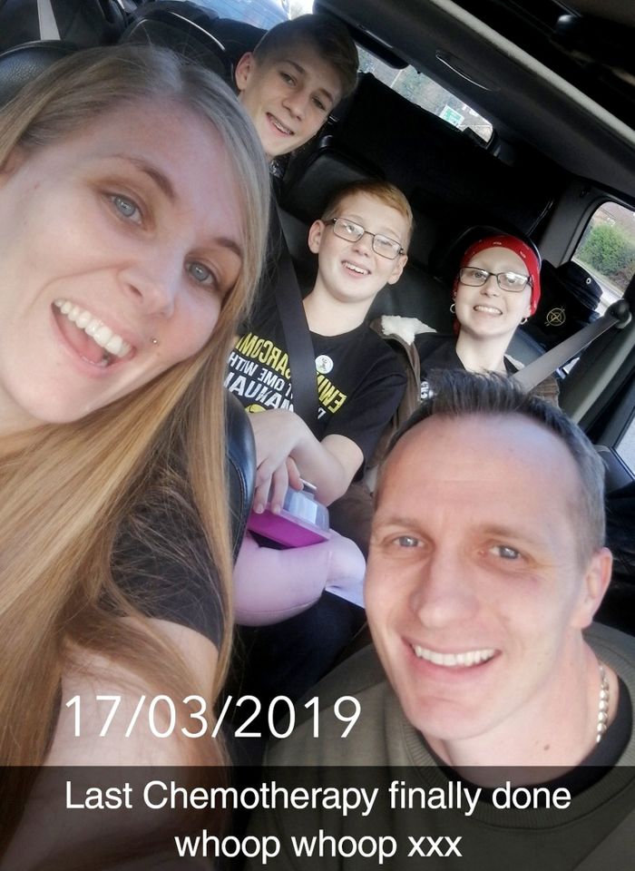 Chloe Venton with her family after treatmentCredit: Joanne Venton/SWNS