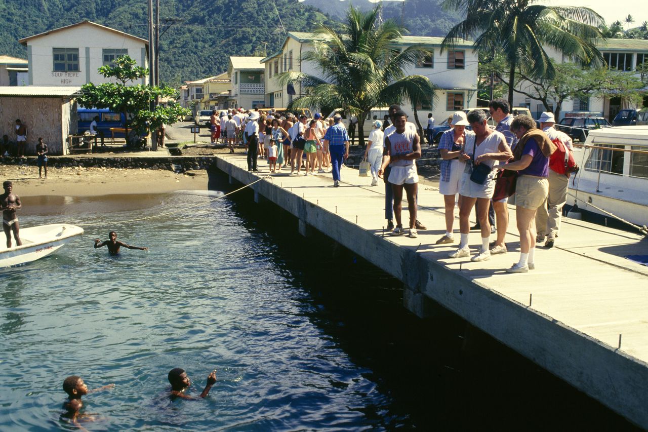 Tourists at a port in St. Lucia Tourists visit St. LuciaCredit: Eric Vandeville/GAMMA-RAPHO/Getty