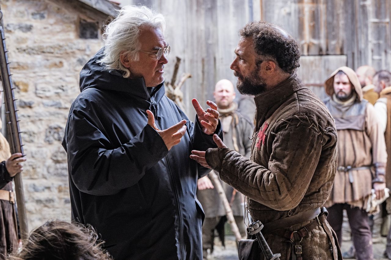 Director Paul Greengrass and actor Cosmo Jarvis during the production of THE UPRISING Director Paul Greengrass and actor Cosmo Jarvis during the production of THE UPRISINGCredit: Betina La Plante/Focus Features