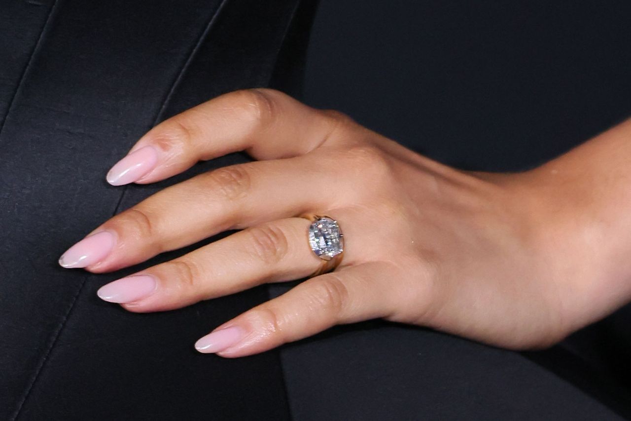 Close-up of Zendaya’s engagement ring and wedding band at the Los Angeles premiere of ‘Spider-Man: Brand New Day’ on July 27, 2026Credit: JB Lacroix/WireImage