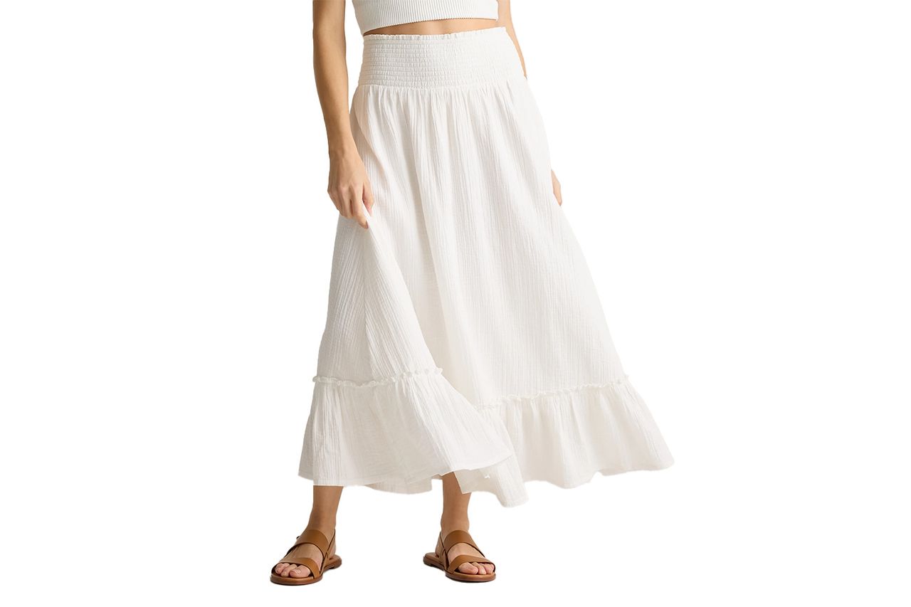 100% Organic Cotton Gauze Smocked Maxi Skirt Credit: Quince