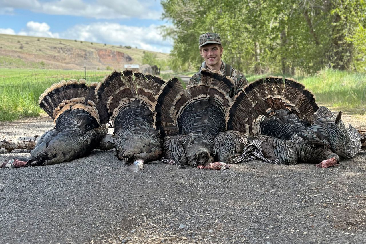 Carter J. Hickey posing with poached turkeys.Credit: Ohio Department of Natural Resources
