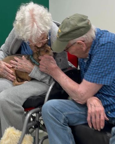 A photo of Donna James holding her new dog Mocha.Credit: Pawportunities/Facebook