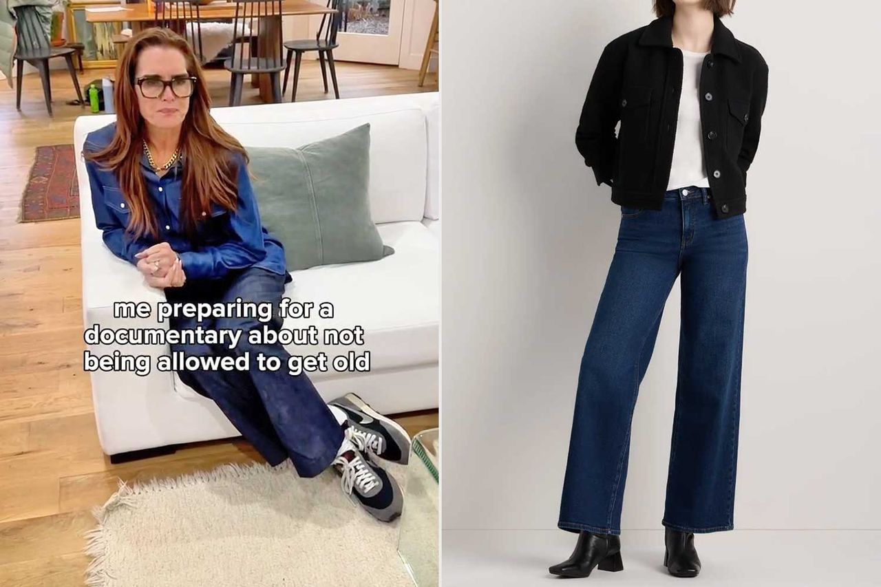 Brooke Shields; Luna Stretch Wide Leg Jeans Credit: Brooke Shields/Instagram; Quince