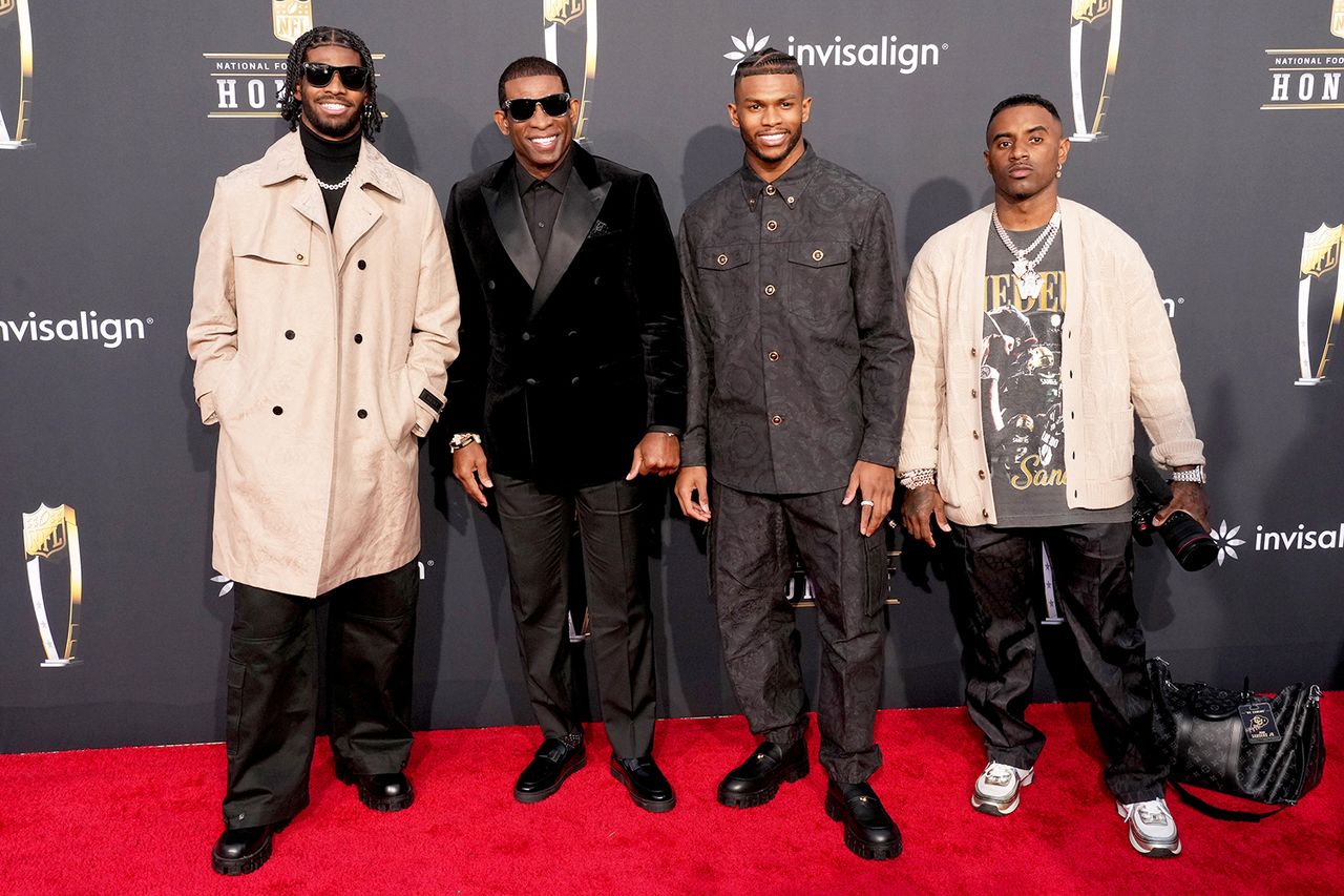 Deion Sanders with his sons Shilo, Shedeur and Deion Sanders Jr. at the 13th Annual NFL HonorsCredit: Jeff Kravitz/FilmMagic