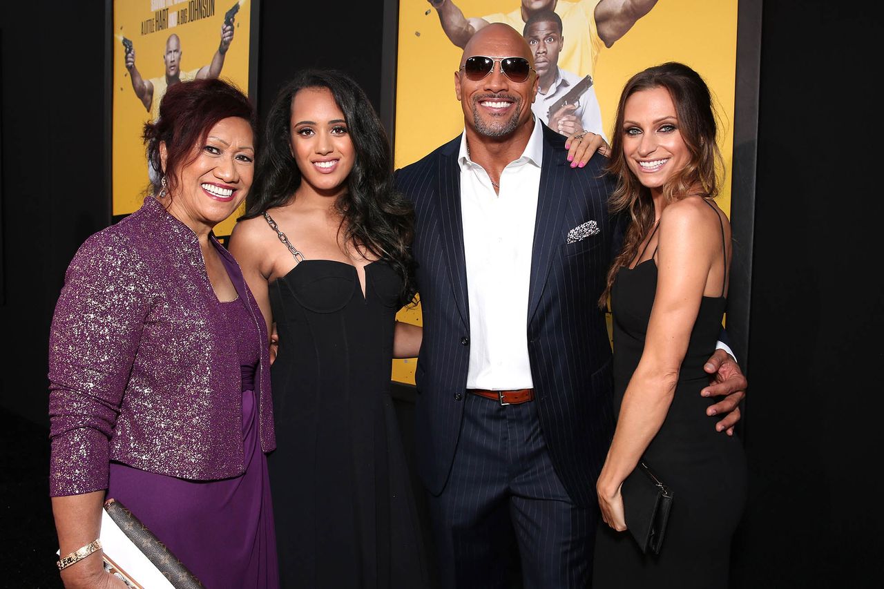 Dwayne Johnson with his mother Ata Johnson, daughter Simone Alexandra Johnson and Lauren HashianCredit: Todd Williamson/Getty