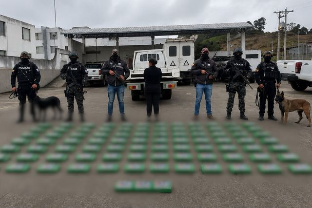 Ecuador National Police, shows alleged bricks of cocaineCredit: Ecuador National Police