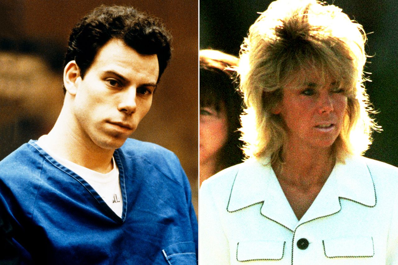 From left: Erik Menendez during the Menendez brothers’ trial in L.A. on March 9, 1994; Tammi Saccoman arrives at Folsom State Prison in California on June 12, 1999Credit: Ted Soqui/Sygma/Getty; Chris Morton/Getty