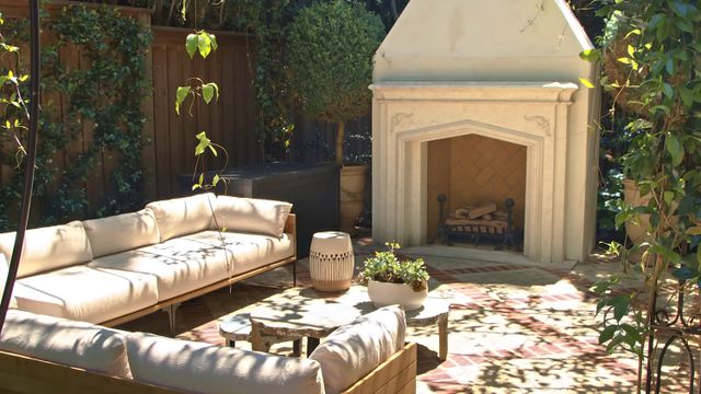 The outdoor firepalceCredit: Drew & Jonathan/YouTube