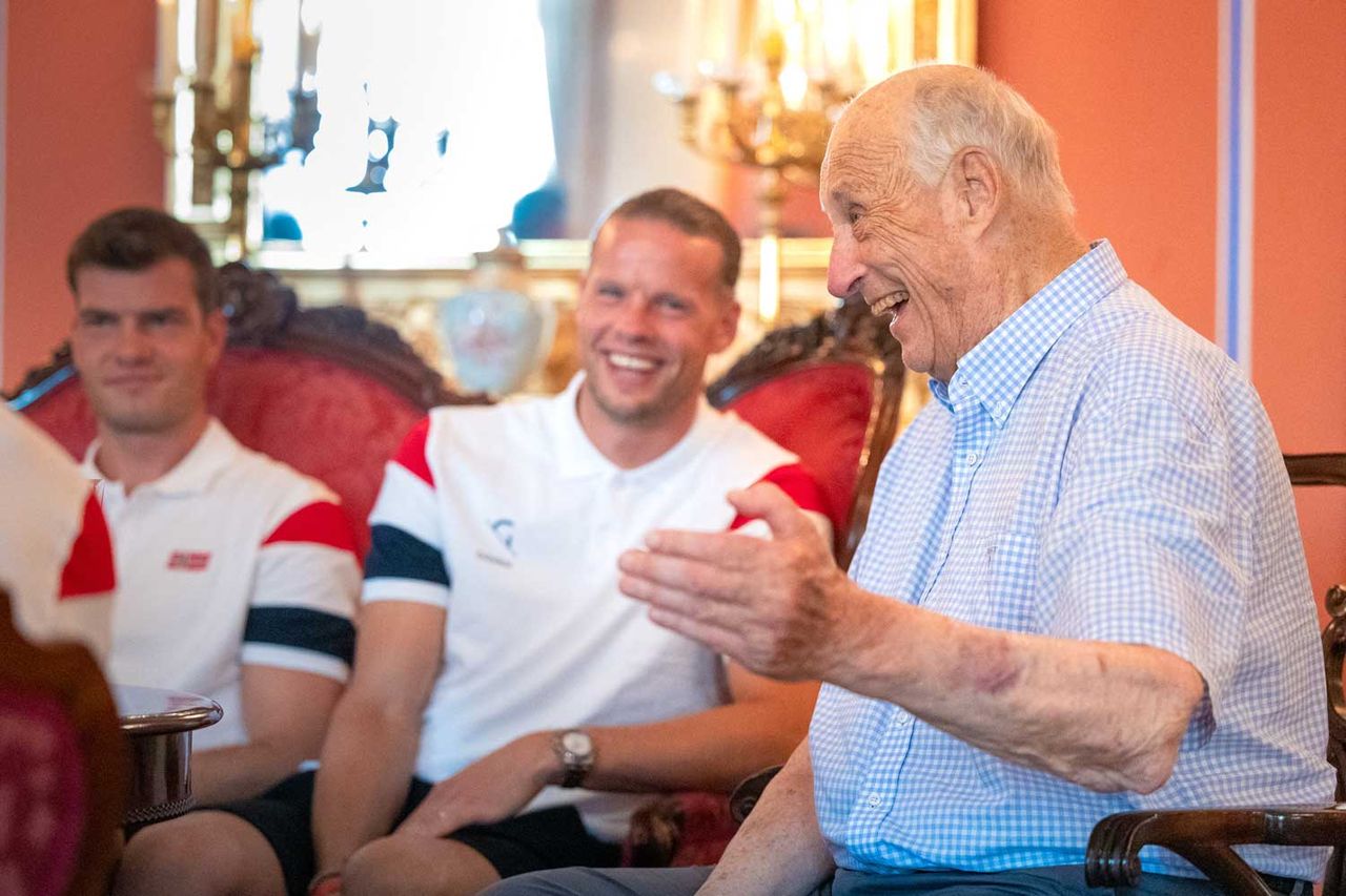 King Harald with Norway’s World Cup soccer team in July 2026Credit: Amanda Pedersen Giske / NTB / AFP via Getty