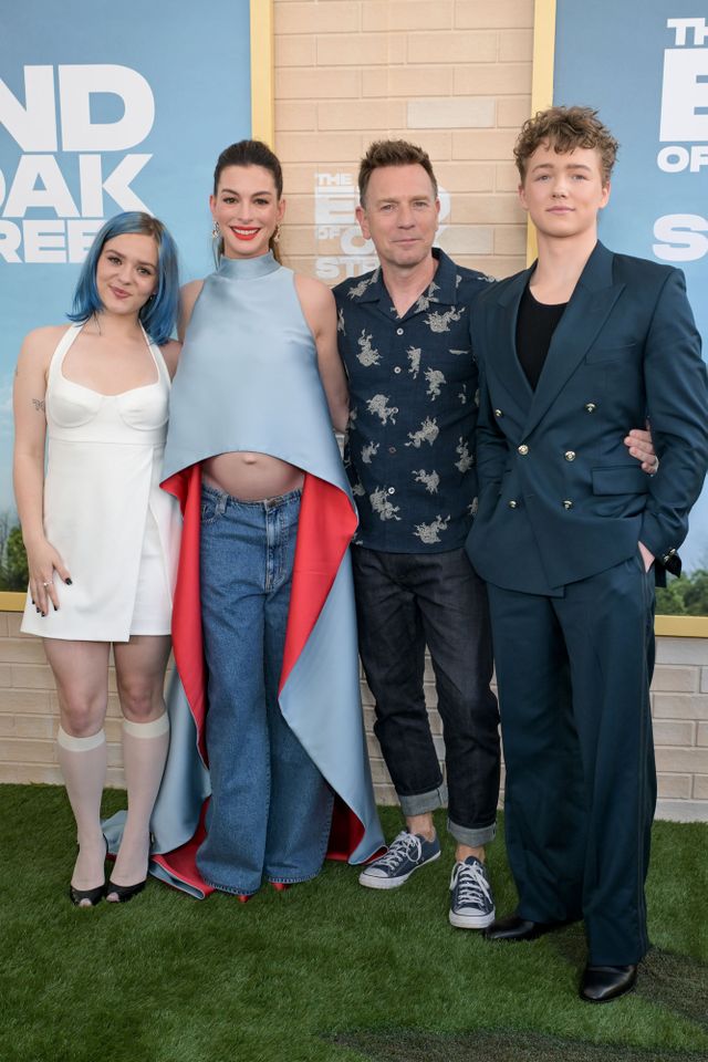 Maisy Stella, Anne Hathaway, Ewan McGregor and Christian Convery at Warner Bros. Pictures’ “The End of Oak Street” world premiere held in Burbank, California. August 09, 2026Credit: Gilbert Flores/Variety via Getty