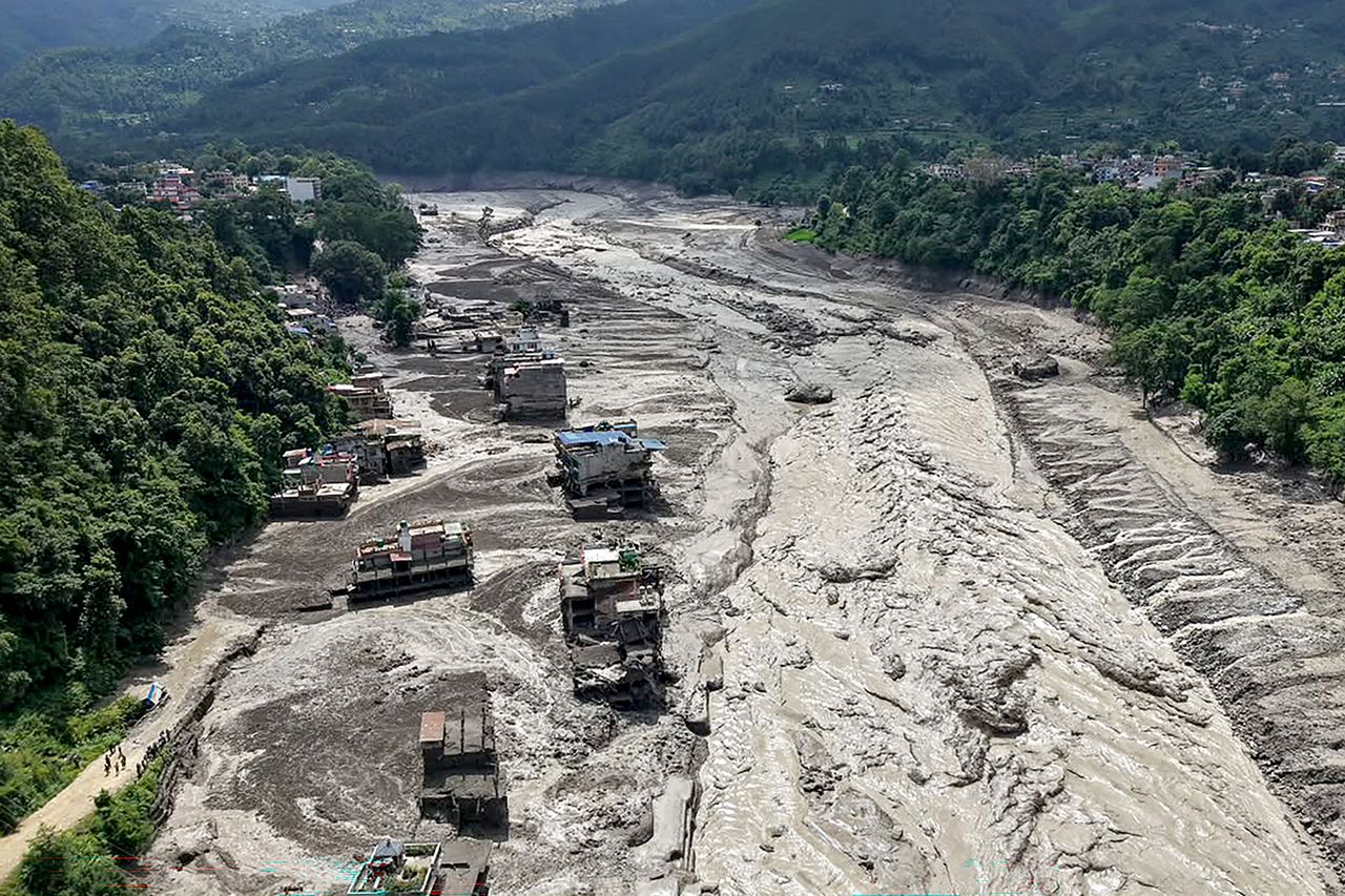 An aerial view of Nepal’s Nuwakot District following the flooding on Aug. 26, 2026Credit: Prabin RANABHAT / AFP via Getty