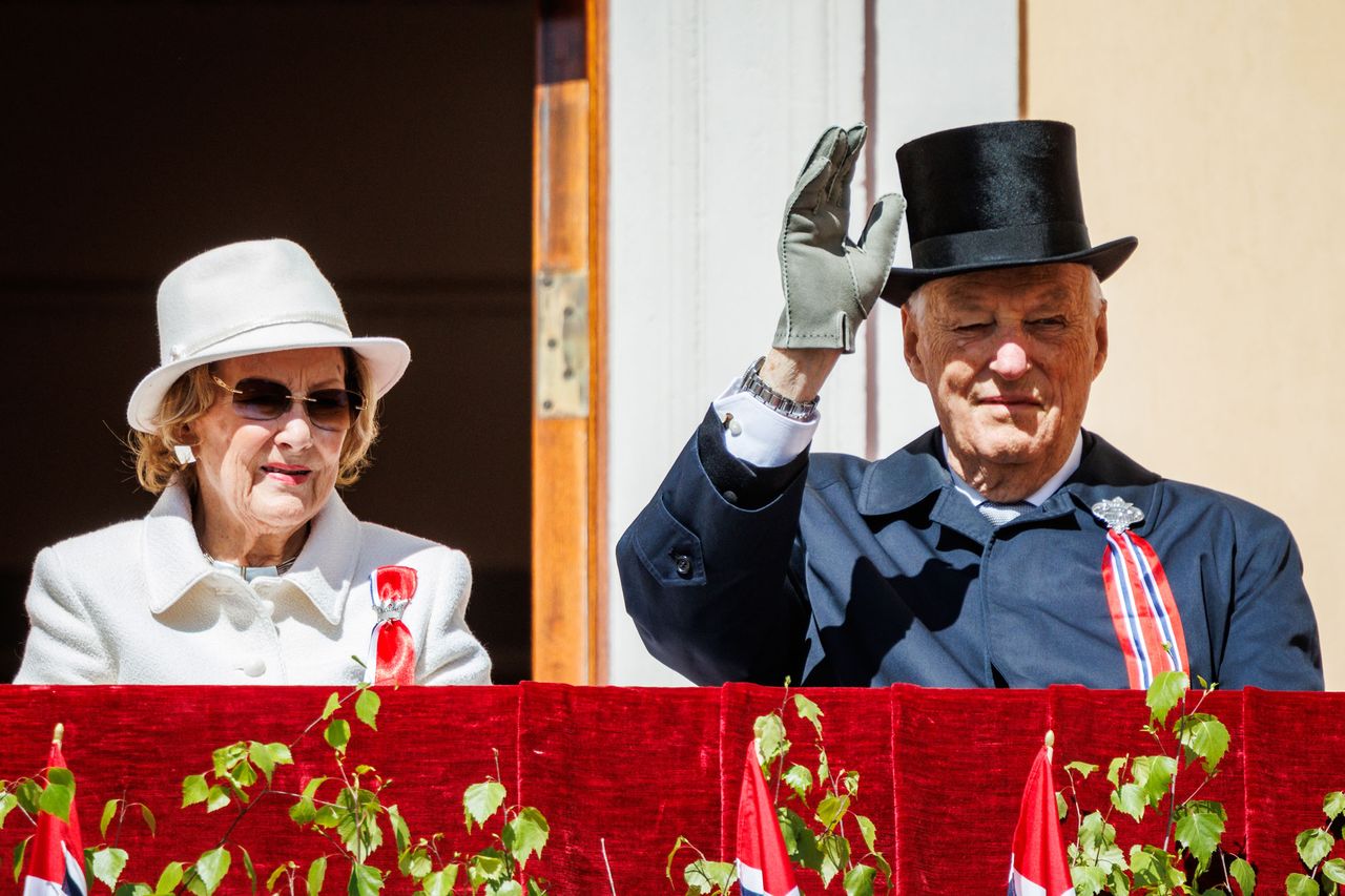 Queen Sonja and King Harald of Norway attend the Norwegian Constitution Day with the children’s parade at the Royal Palace in Oslo on May 17, 2026Credit: Ole Hagen/Getty