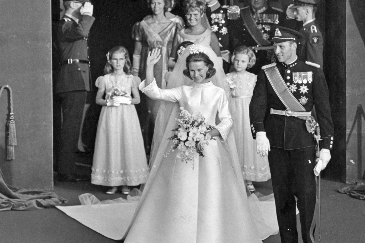 Norway’s King Harald and Queen Sonja at their wedding in Oslo on Aug. 29, 1968.Credit: Getty