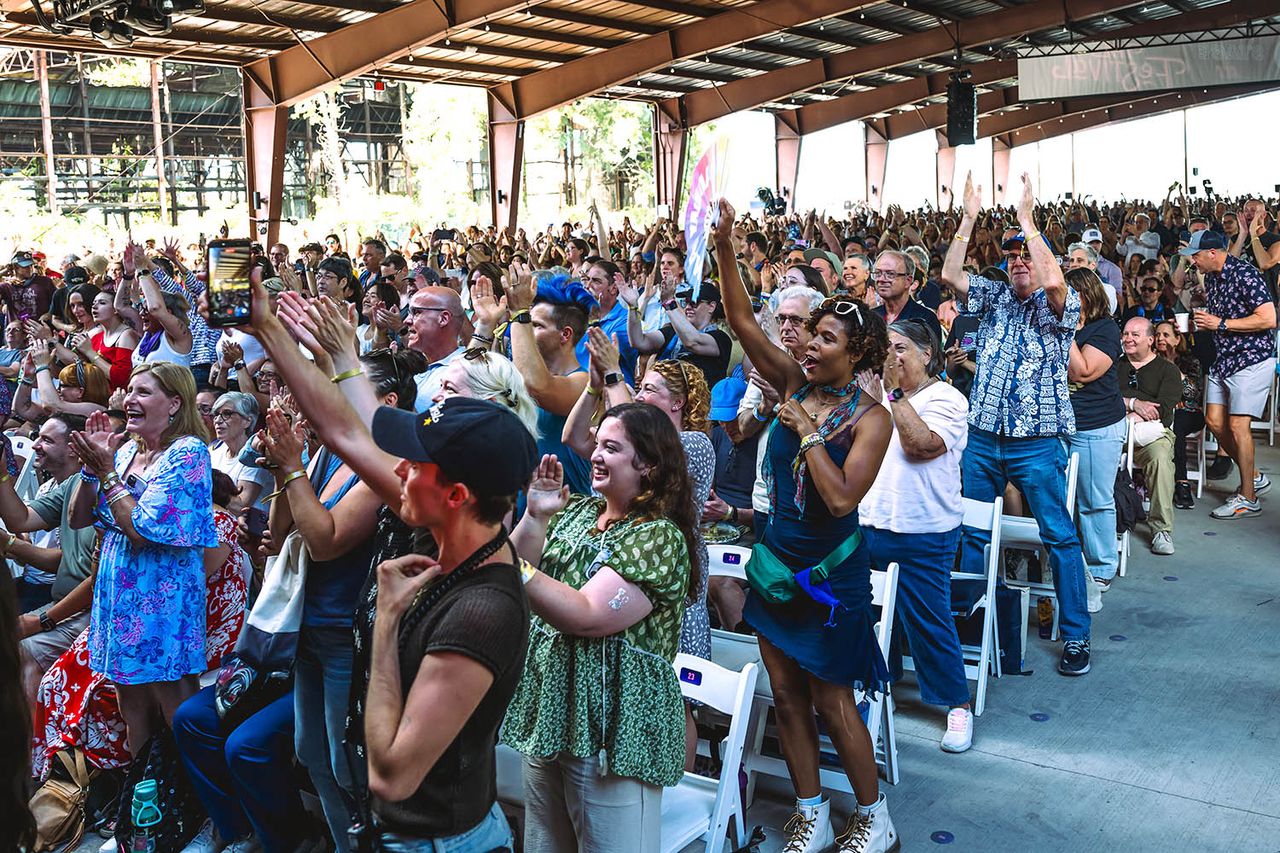 The crowd at The Festival applaud the original cast of ‘Rent’ as they reunite 30 years laterCredit: Austin Ruffer