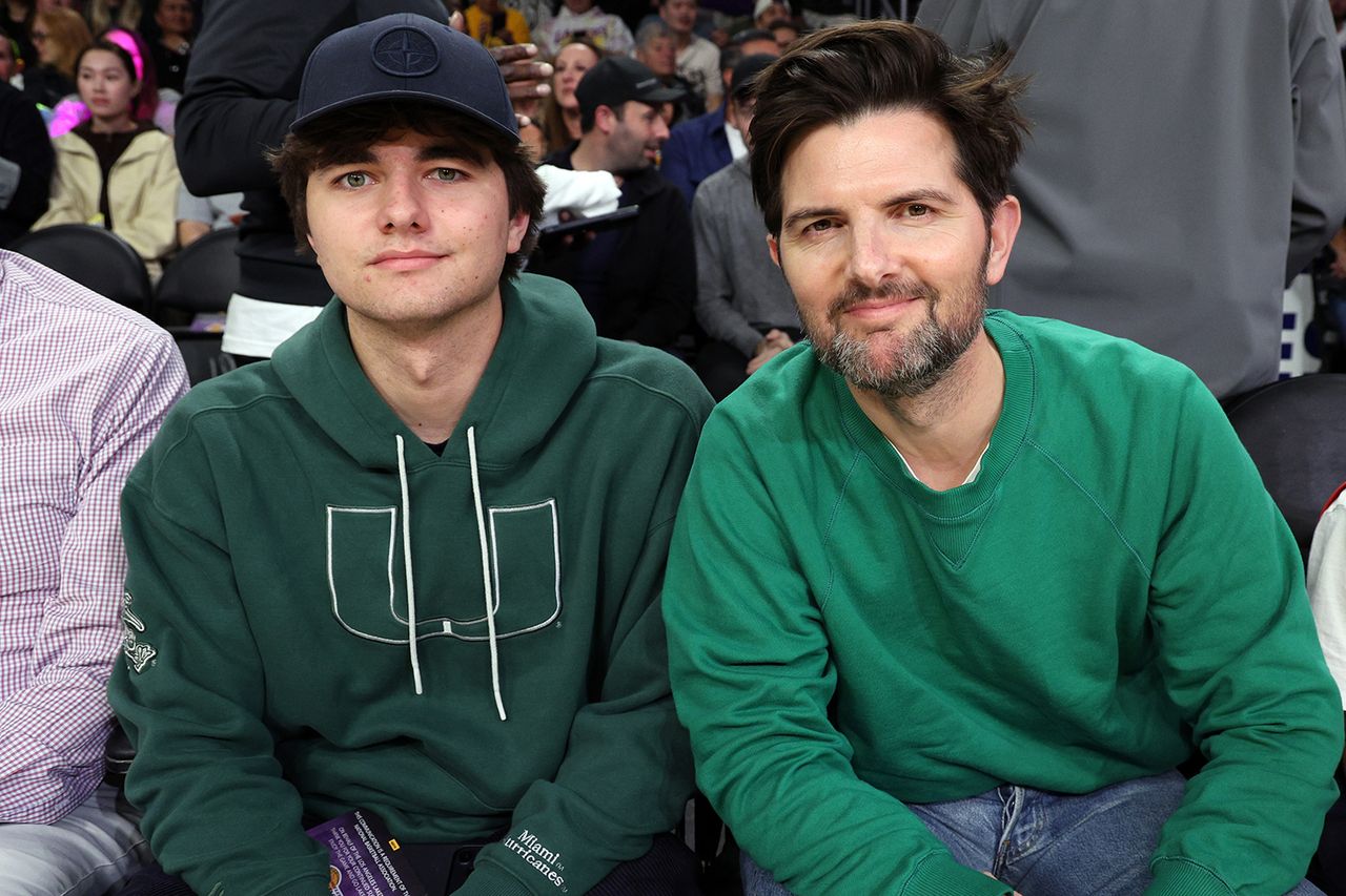 Adam Scott and his son Graham in 2025Credit: Kevork Djansezian/Getty