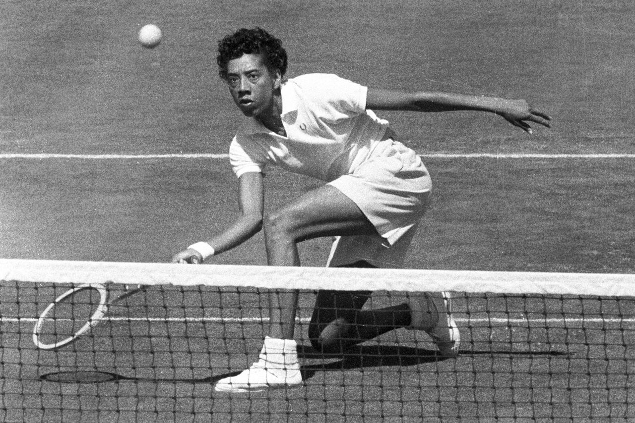 Althea Gibson in action during match at West Side Tennis Club in 1956.Credit: John G. Zimmerman /Sports Illustrated via Getty