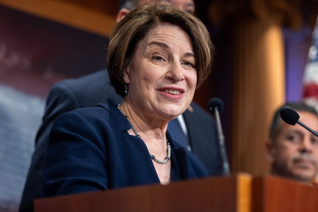 Senator Amy Klobuchar (D-MN) speaks at a press conference with other Senate Democrats ahead of President Trumpâs State of the Union address, at the U.S. Capitol in Washington, DC on February 24, 2026. Amy Klobuchar in February 2026 (stock image).Credit: Nathan Posner/Anadolu via Getty