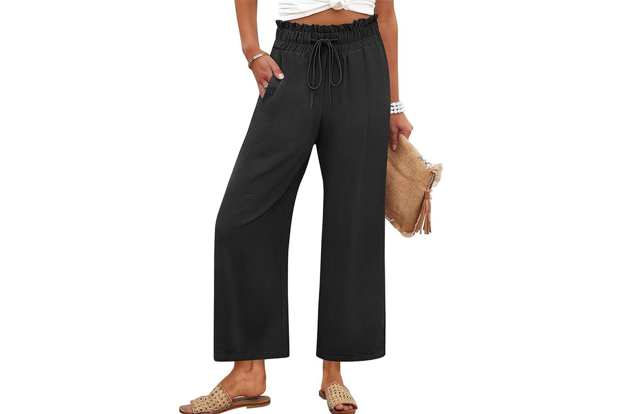 Amazon ANRABESS Women 2025 Summer Casual Flowy Loose High Waist Boho Wide Leg Cropped Palazzo Lounge Beach Vacation Pants Credit: Amazon
