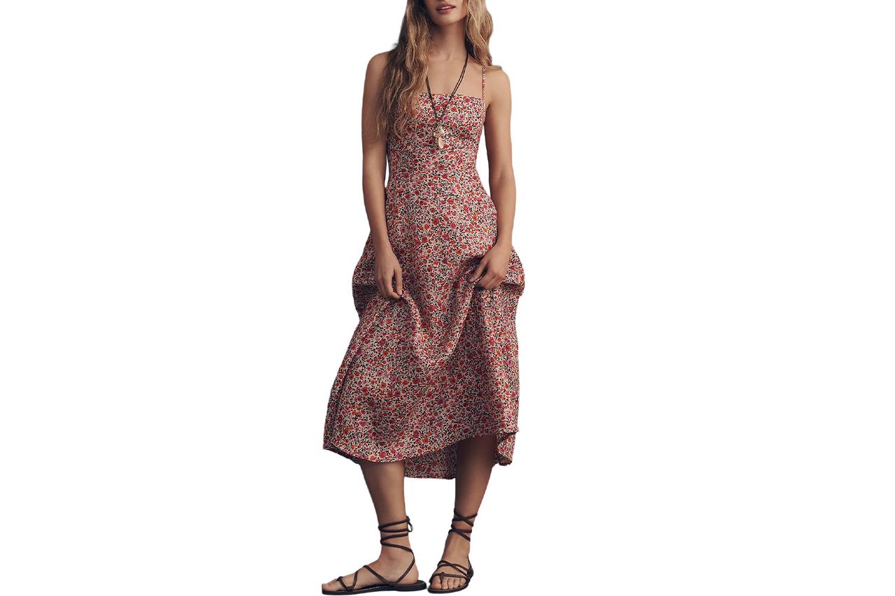 By Anthropologie Linen Strappy Midi Dress Credit: Anthropologie