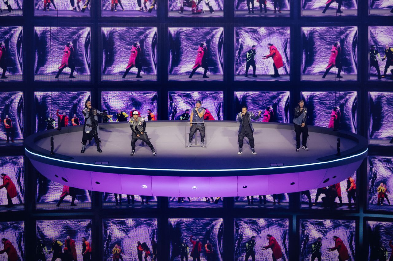 The Backstreet Boys perform their Into the Millennium residency at the Las Vegas Sphere.