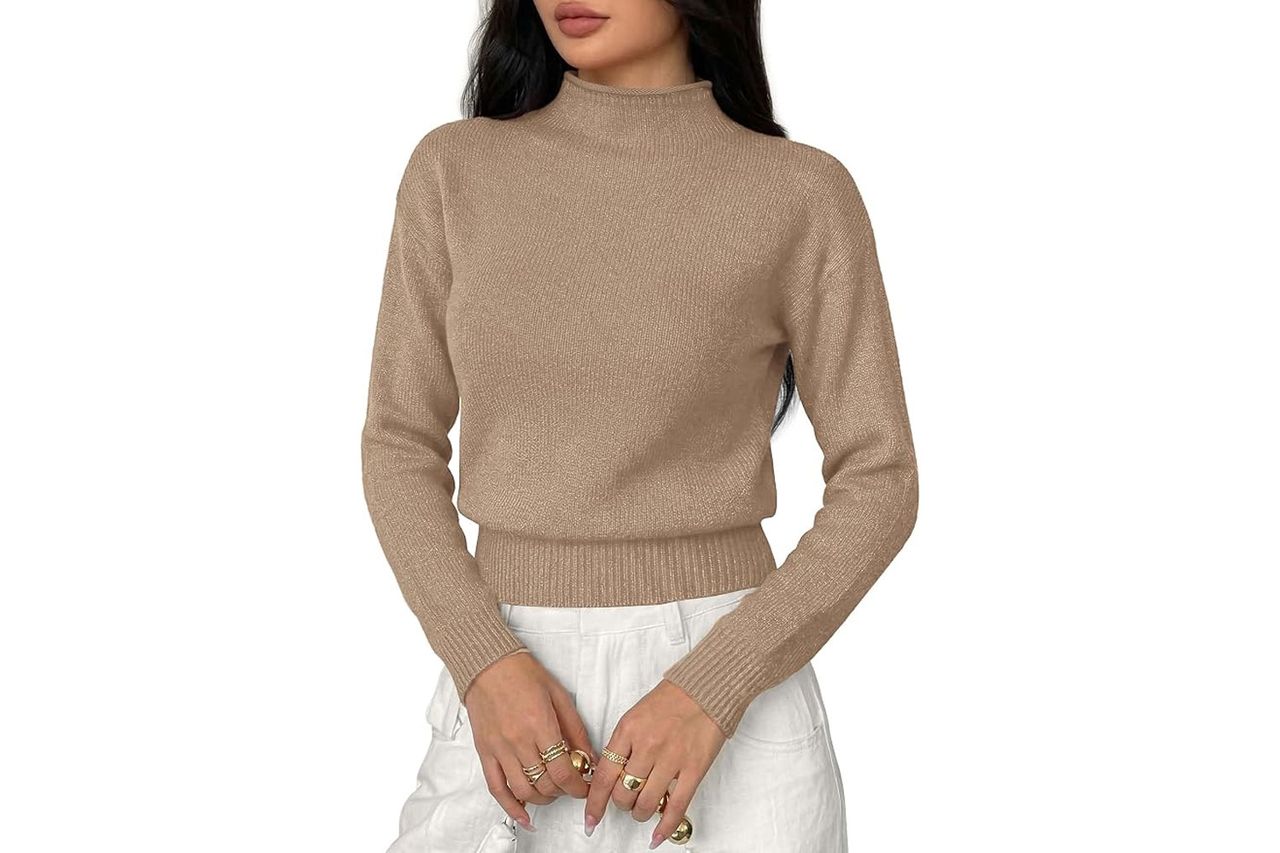 BTFBM Long Sleeve Sweaters Mock Neck Tops Credit: Amazon