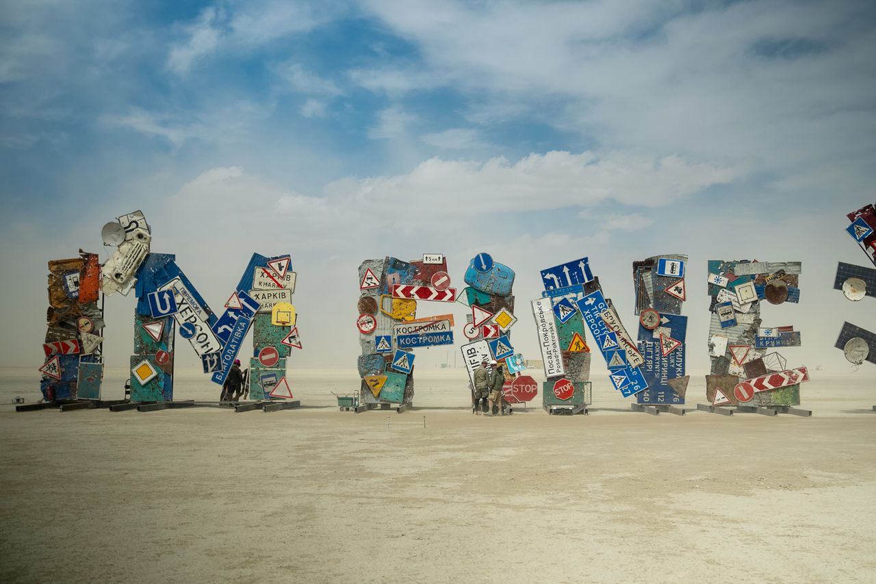 The 'I'm Fine' Sculpture by Ukrainian artist Oleksiy Sai at the 2024 Burning Man Festival. The ‘I’m Fine’ Sculpture by Ukrainian artist Oleksiy Sai at the 2024 Burning Man Festival.Credit: Ukrainian Witness via Getty