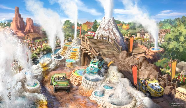 Concept art of Ridge Run Rally at the ‘Cars’-themed land coming to Walt Disney World.Credit: Disney
