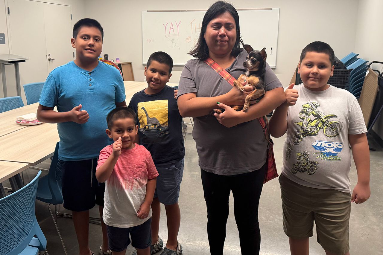 Vanessa Antonino, her sons and FlorCredit: Evanston Animal Shelter
