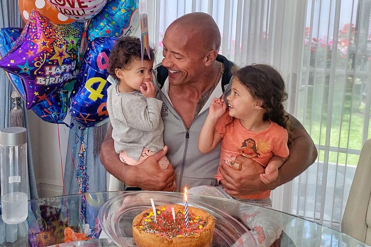 Dwayne Johnson and his two daughters in May 2019Credit: Dwayne Johnson/Instagram